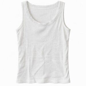 NORTHERN REFLECTIONS White Tank Top w/ Lace trim  - L